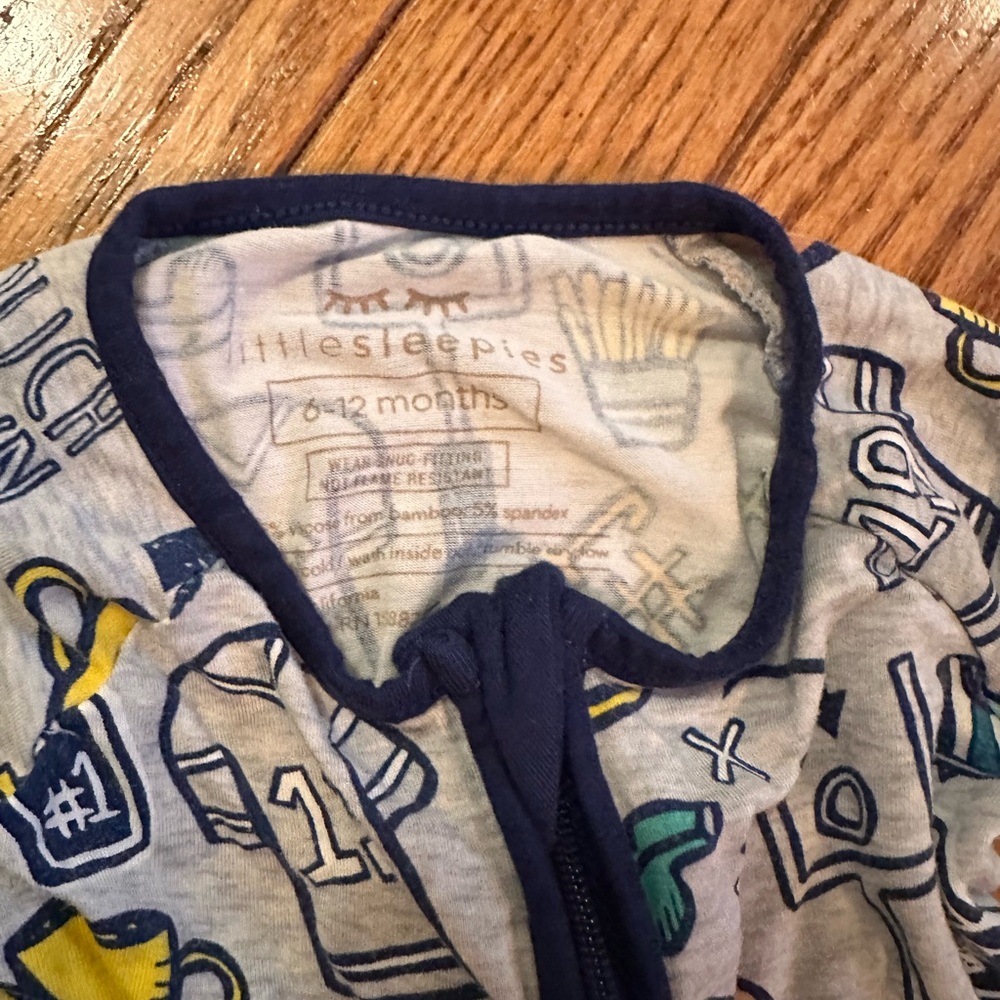 Little Sleepies Game Day Bamboo Viscose Zippy - Sz 6-12 months - Picture 2 of 4